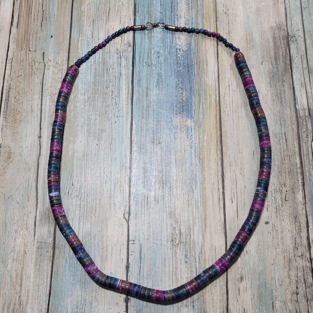 Vintage brass rope Kumihimo cap Necklace.
